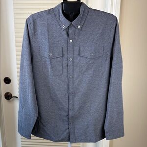 Spyder Men's Button Down Shirt M Gray Long Sleeve Performance Stretch